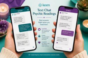 Text chat psychic readings on phones with live psychic chat messages, candles, crystals, and spiritual guidance