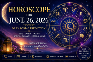 Horoscope June 26 2026 daily zodiac predictions with moon stars and astrology wheel