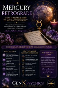 Mercury Retrograde 2026 astrology energy shift with planets, stars, crystals, candles, and spiritual guidance.